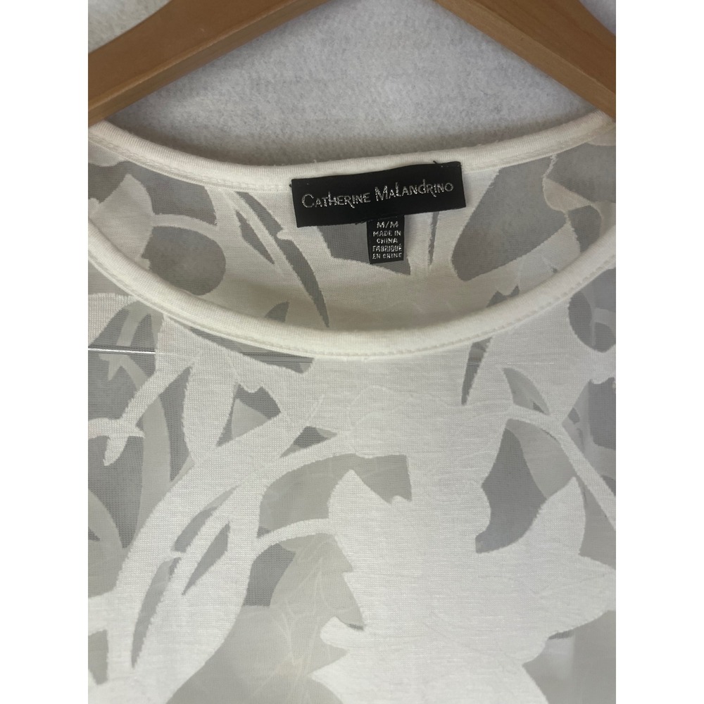 Catherine Malandrino cream‎ top lace floral cut out Sz Medium Summer Lightweight - Picture 2 of 6